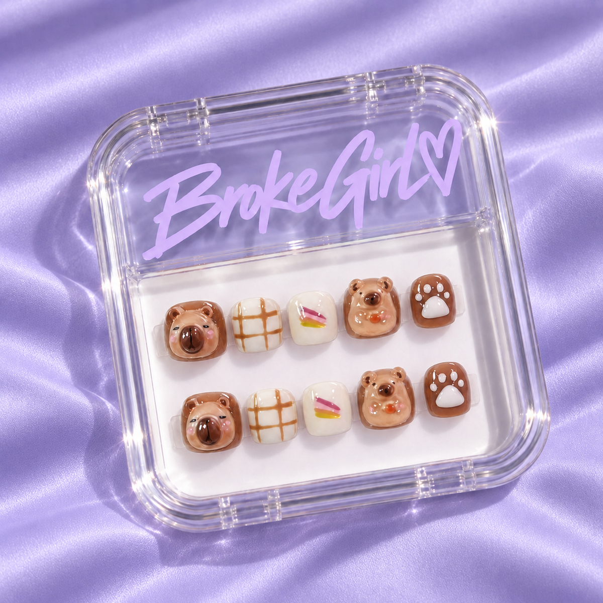 Kapibara Dessert Cute Kids Press On Nails Set