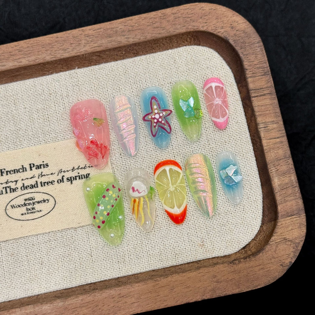 Colorful Summer Fruit Jelly Gradient Press On Nails