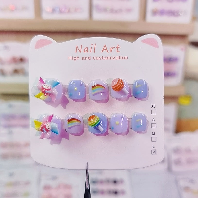 Melody Rotary Windmill Pastel Cute Kids Press On Nails