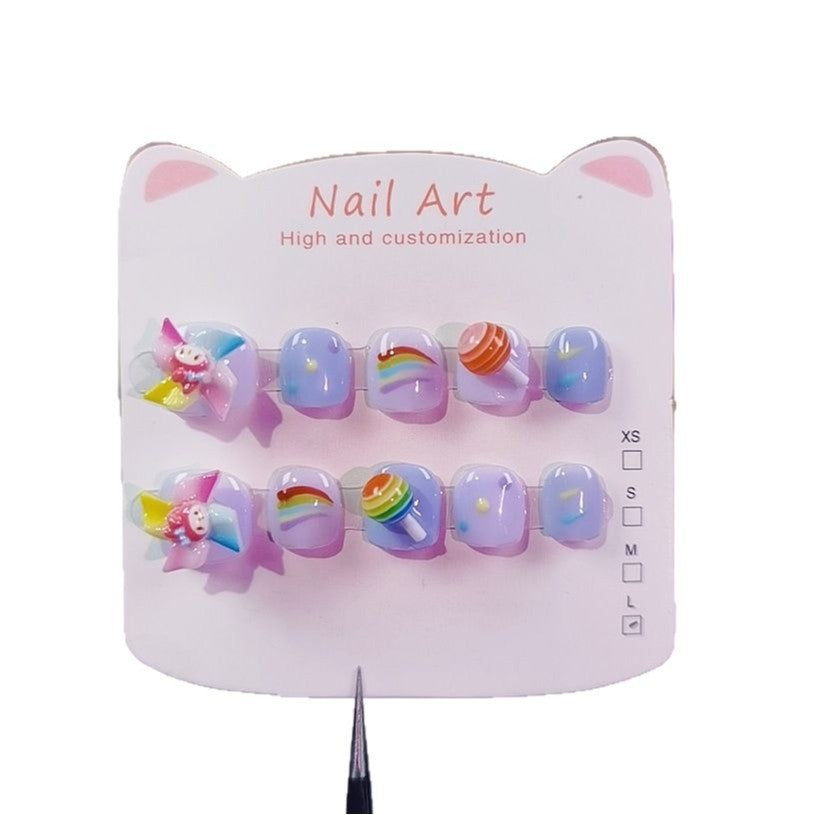 Melody Rotary Windmill Pastel Cute Kids Press On Nails