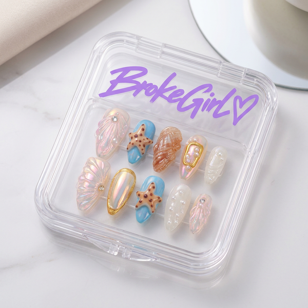 Iridescent Sea Shell & Starfish Press-On Nails