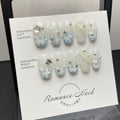 365nails: "Winter Symphony" – 3D Crystal & Pearl Handmade Square Nails