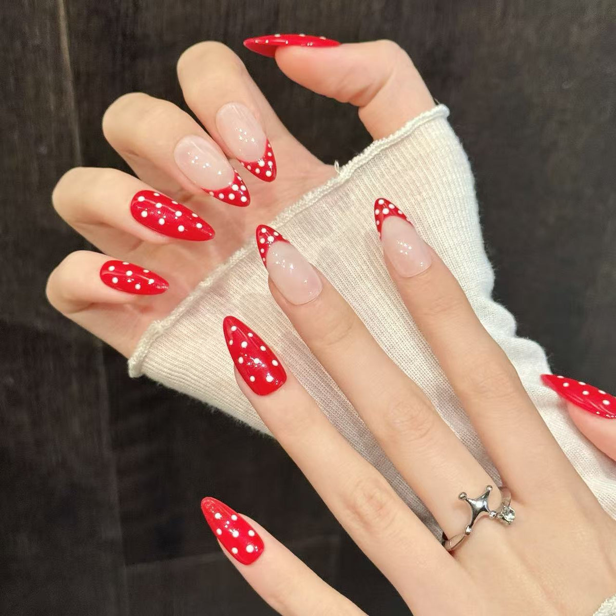Red Polka Dot Cute Retro Press On Nails