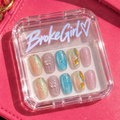 365nails: "Rainbow Bubbles" – 7D Cat Eye & Glass Bead Handmade Short Nails