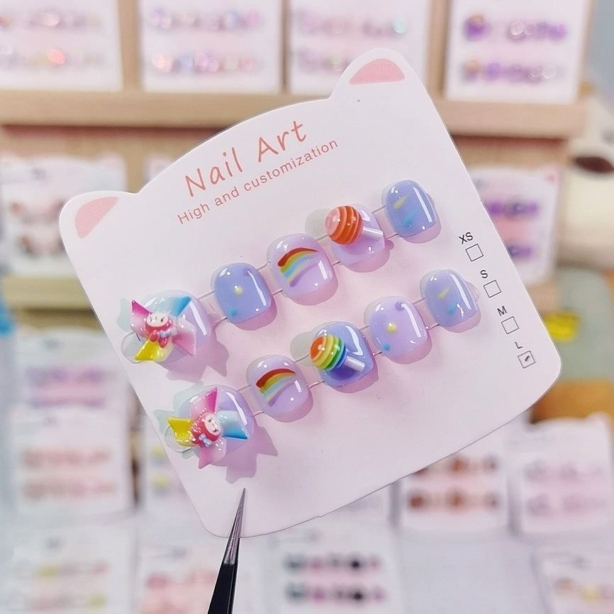 Melody Rotary Windmill Pastel Cute Kids Press On Nails