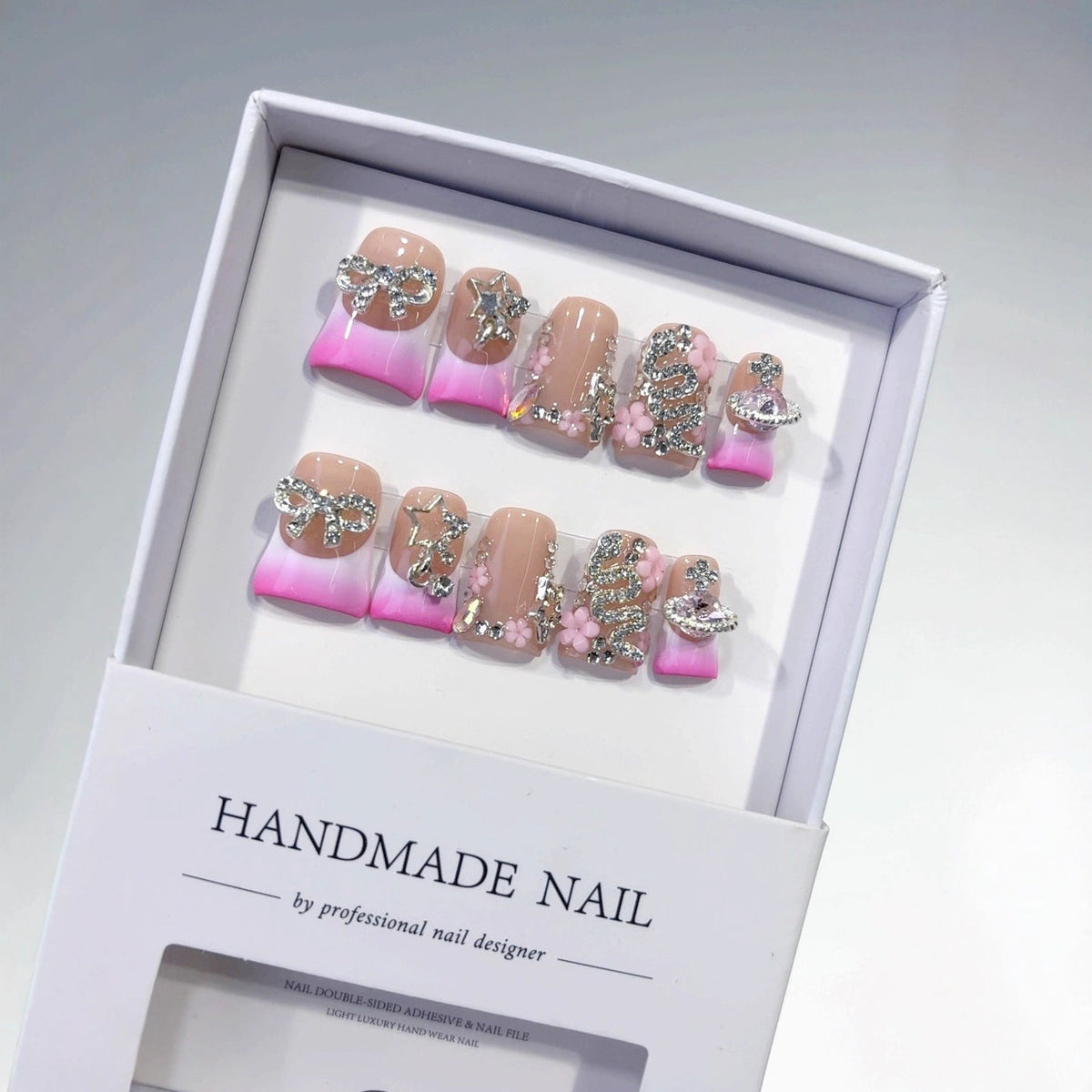 Candy Dream: "Pink Galaxy" – Duck Bill Shape Handmade Press On Nails