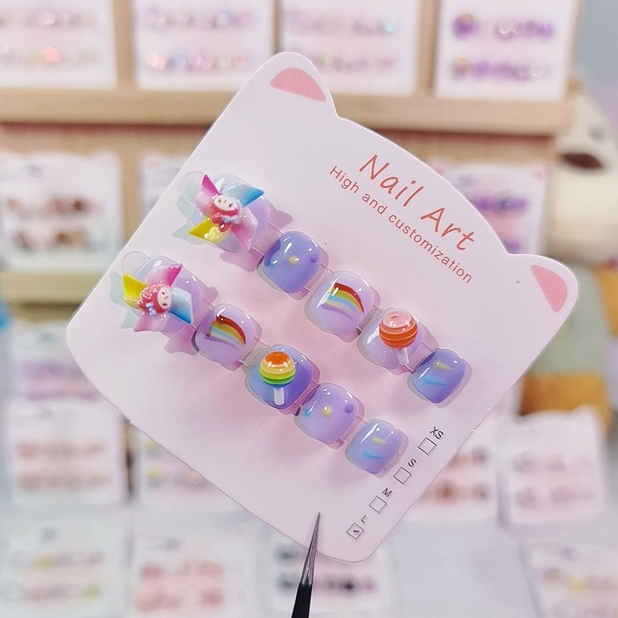 Melody Rotary Windmill Pastel Cute Kids Press On Nails