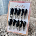 Midnight Serpent Dragon Claw Stiletto Glossy Black with Silver Snake Tips 365Nails Premium Handmade Dragon Nails – Image 2