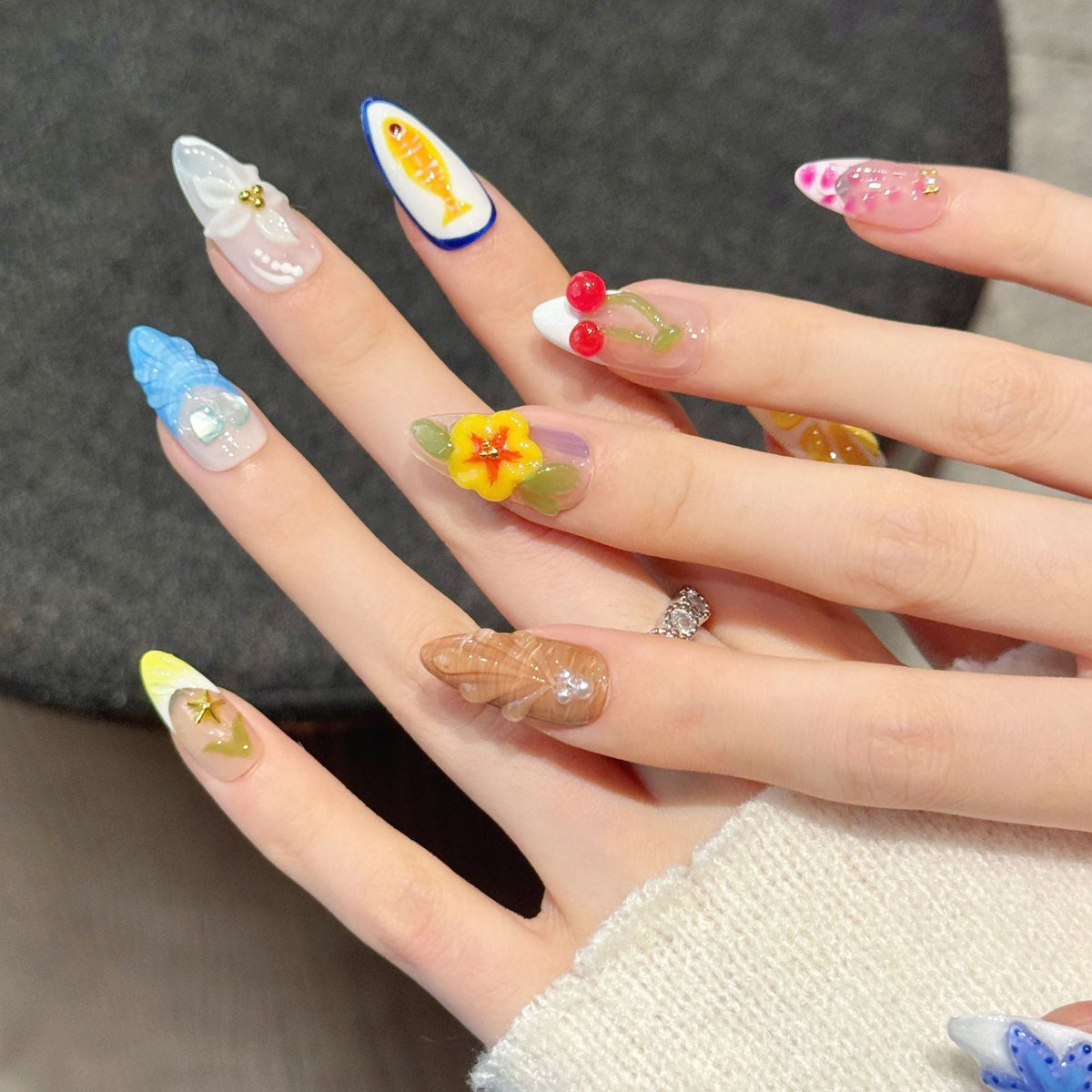 Colorful Summer Ocean Mixed Design Nails