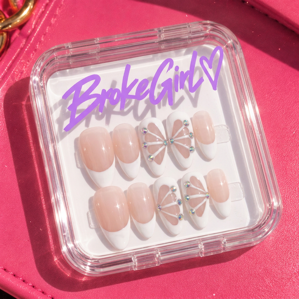 Broke Girl Ballet Dream Tutu French Nails in Branded Acrylic Box