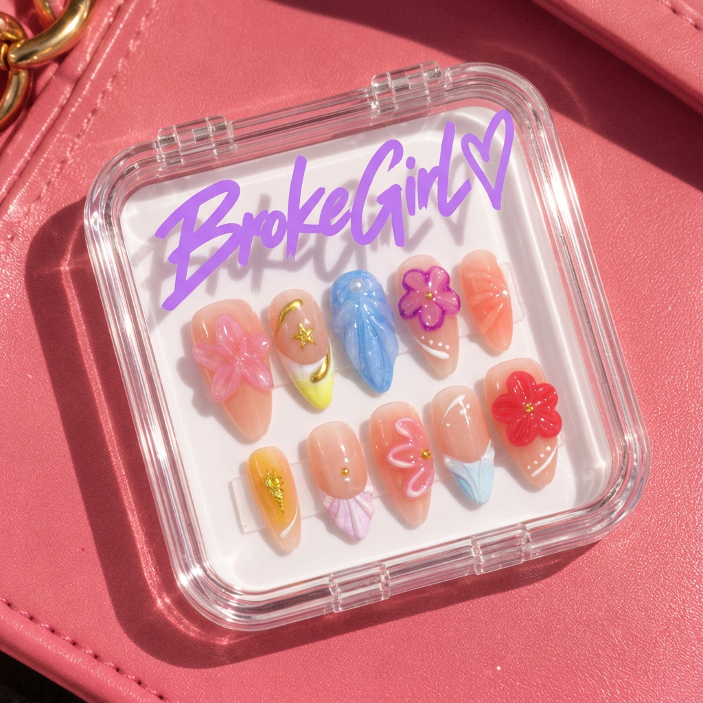 Broke Girl Blooming Garden 3D Floral Nails in Branded Acrylic Box