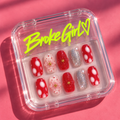 Broke Girl Red Polka Dot Nails in Branded Acrylic Box