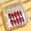 Broke Girl Crimson Velvet Pearl Nails in Branded Acrylic Box