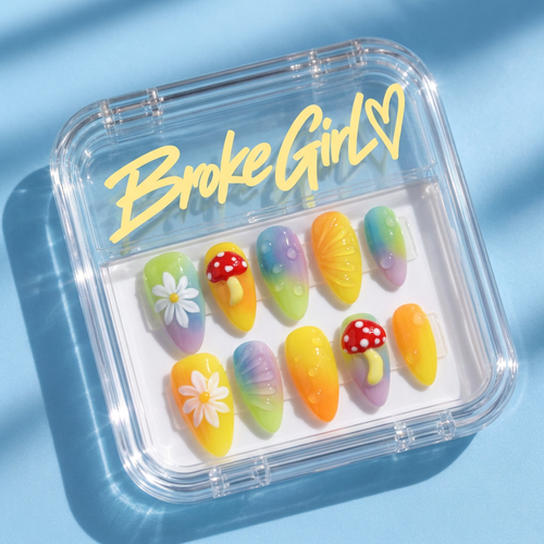 Broke Girl Enchanted Meadow Mushroom Nails in Branded Acrylic Box