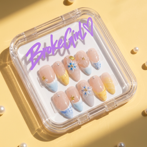 Broke Girl Ocean Breeze Starfish Nails in Branded Acrylic Box