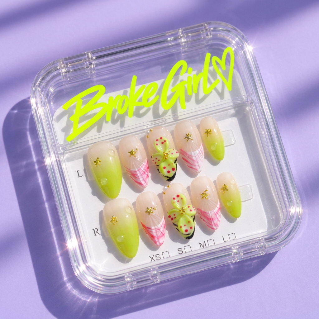 Broke Girl Strawberry Sorbet Nails in Branded Acrylic Box