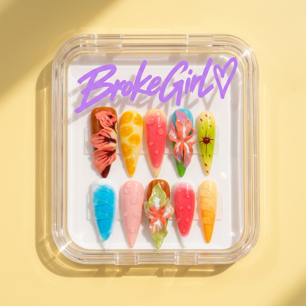 Broke Girl Tropical Fantasy 3D Fruit Nails in Branded Acrylic Box