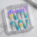 Broke Girl Aqua Bloom 3D Water Ripple Nails in Branded Acrylic Box