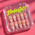 Broke Girl Strawberry Milkshake 3D Bow Nails in Branded Acrylic Box